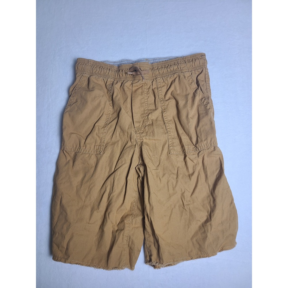 OshKosh B'gosh Canvas Shorts Kids Size 12 Brown Elastic Waist‎ Frayed Hem 1972